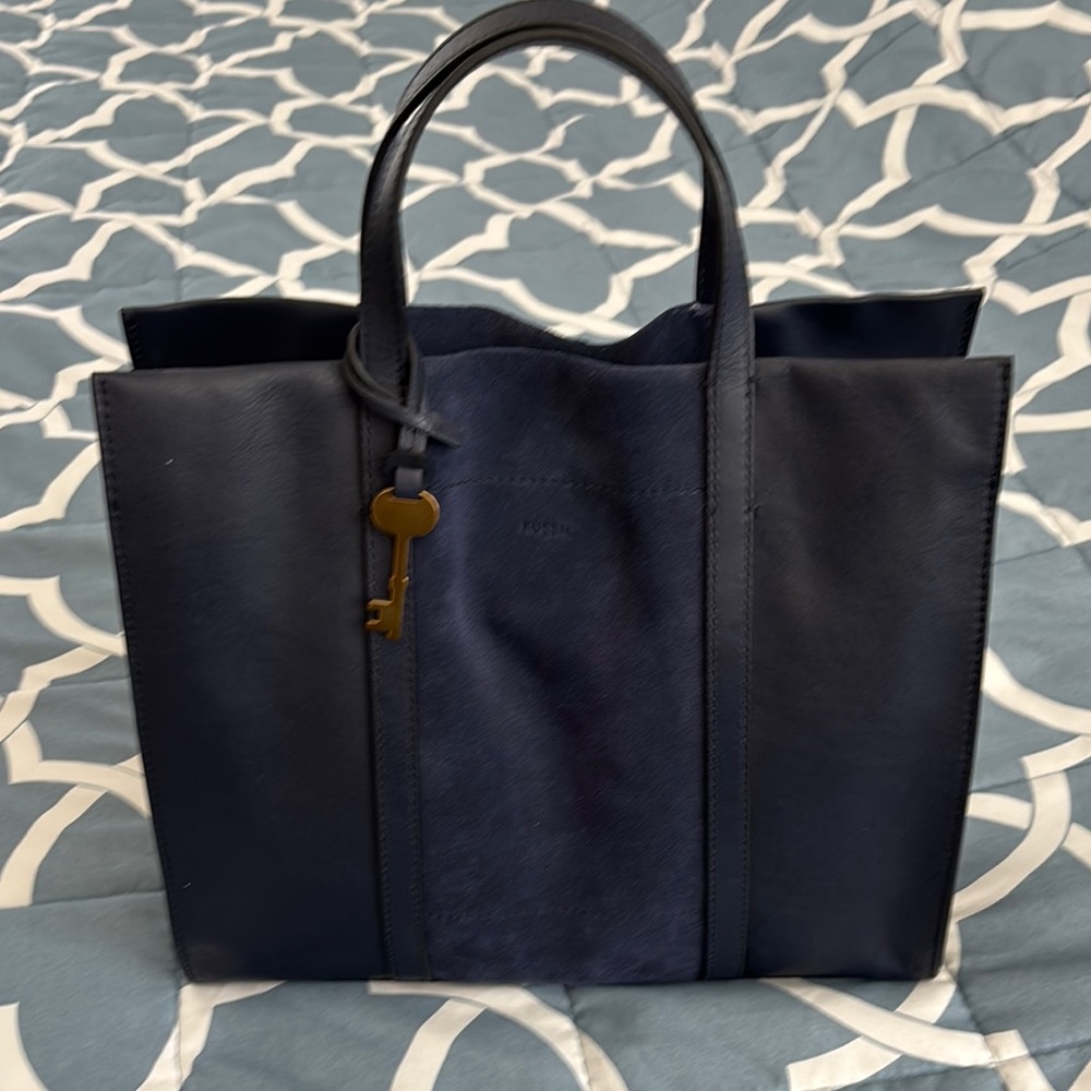 Fossil Navy Blue Tote Bag